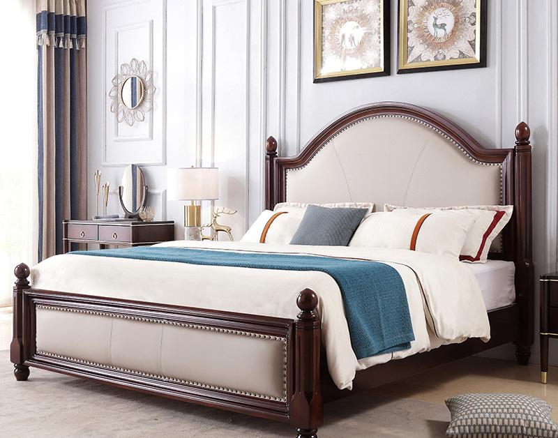American furniture light luxury solid wood bed all solid wood double bed master bed