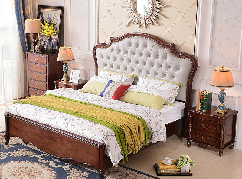 American furniture light luxury solid wood bed modern simple storage bed Double bed master bedroom