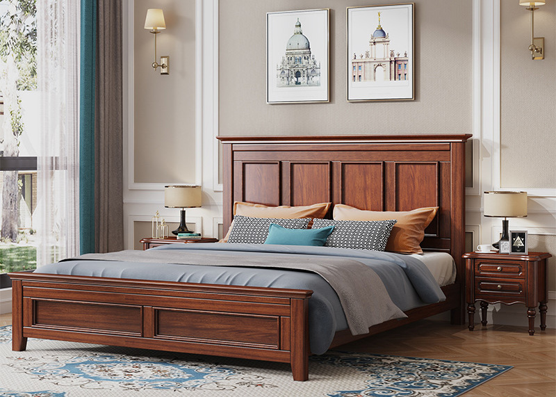 American furniture American retro country double bed master bedroom do old imitation antique solid wood bed villa bed