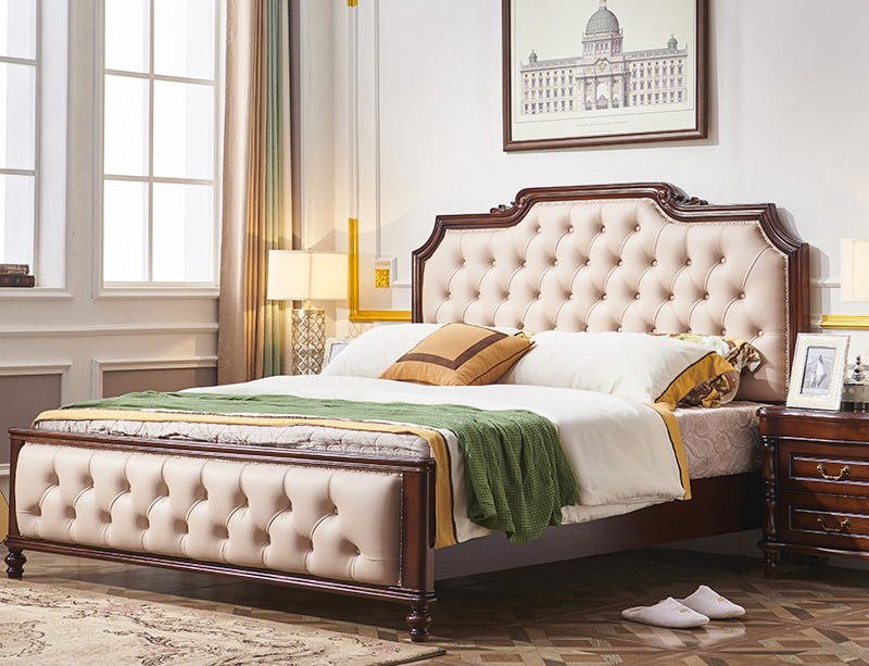 American furniture American light luxury modern soft bag luxury double bed pneumatic drawer storage Solid wood bed