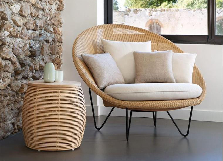 Nordic garden rattan sofa balcony rattan woven small sofa chair lazy rattan chair round leisure chair