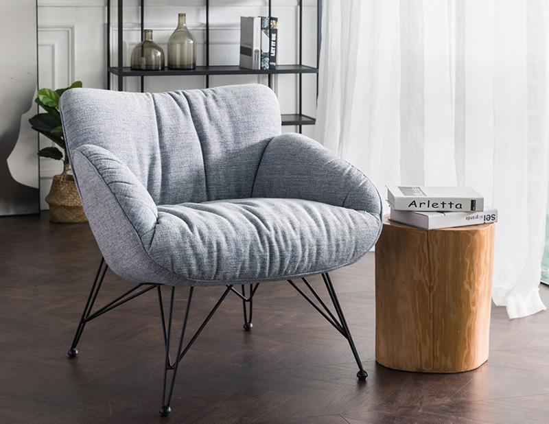 Nordic cotton and linen fabric steel frame single soft bag lazy sofa chair home balcony personality leisure lounge chair