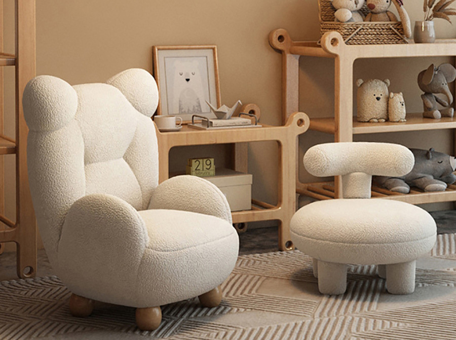 Nordic lamb fleece cream style children's Bear sofa chair Baby single cartoon seat mini lazy small sofa