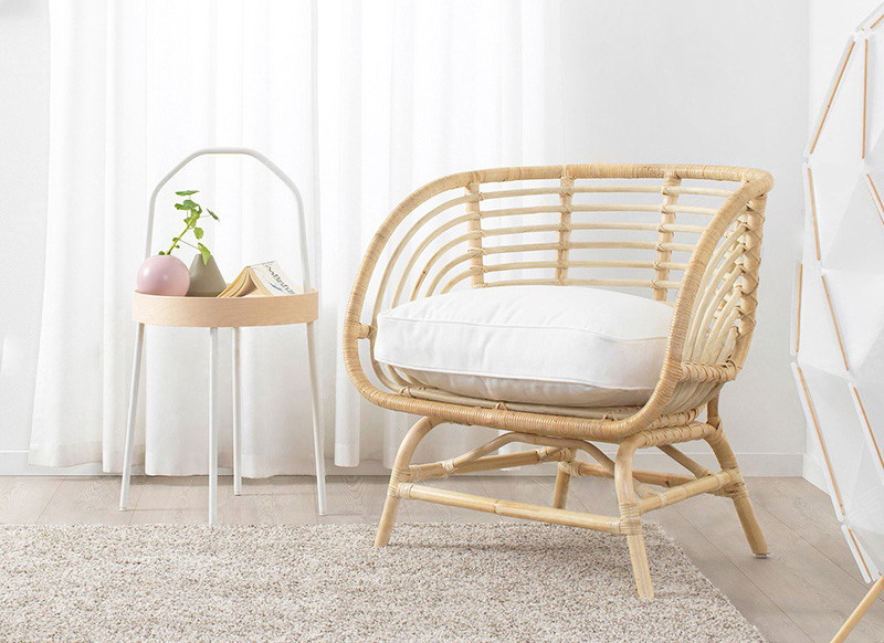 Modern simple rattan chair sofa three-piece set round chair balcony lounge chair living room coffee table love seat