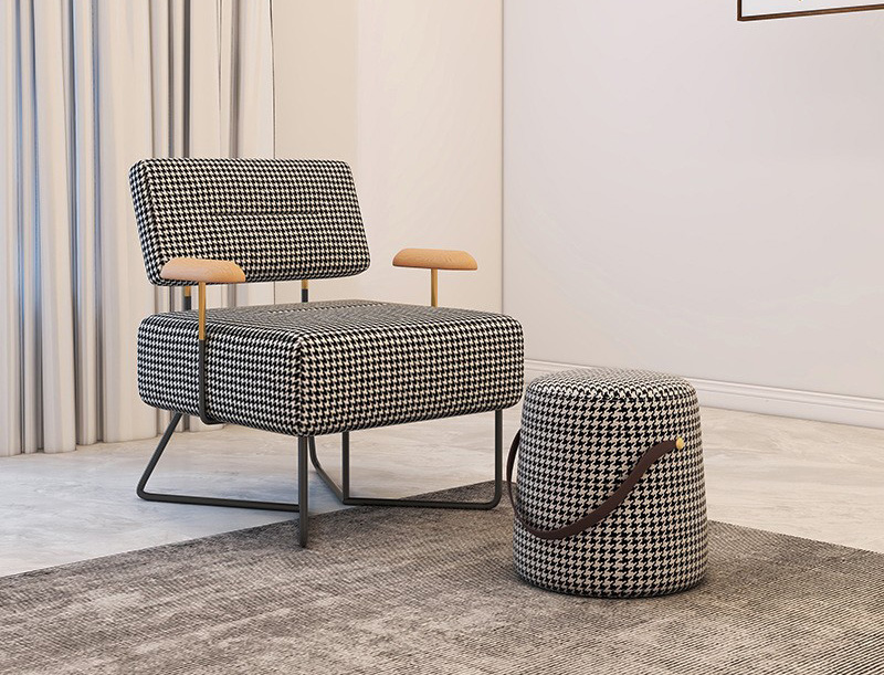 Nordic thousand-bird lattice single sofa chair light luxury extremely simple chair Bedroom living room lazy sand chair balcony lounge lounge chair