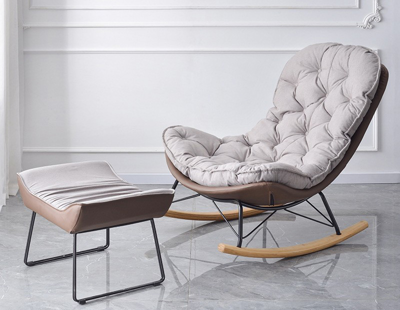 Nordic rocking chair lounge chair light luxury lazy home rocking chair single sofa chair balcony leisure chair