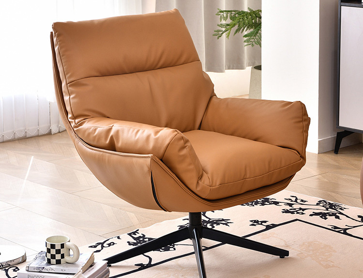 Single sofa chair Minimalist lounge chair Leather couch lounger Recliner Swivel single chair