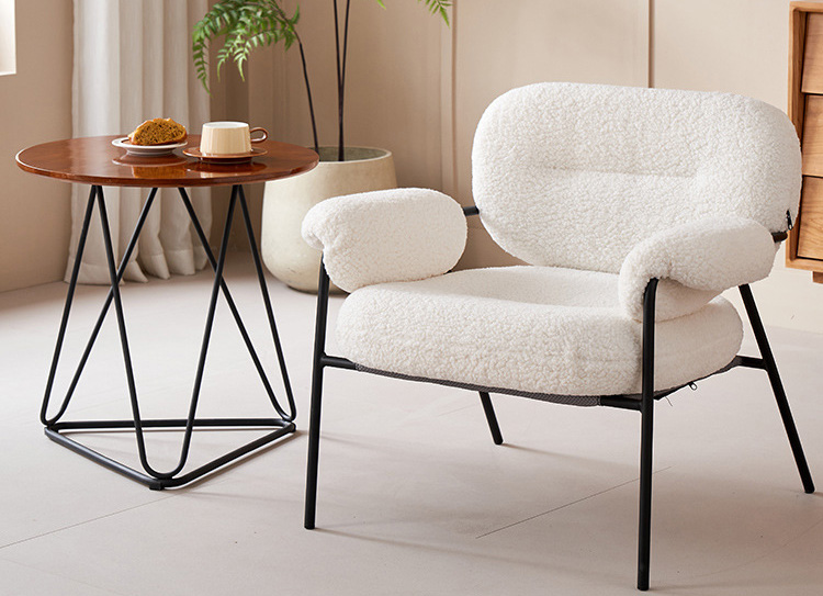 Lamb velvet sofa chair single creative backrest leisure light luxury can lie can sleep cream wind ins lazy chair