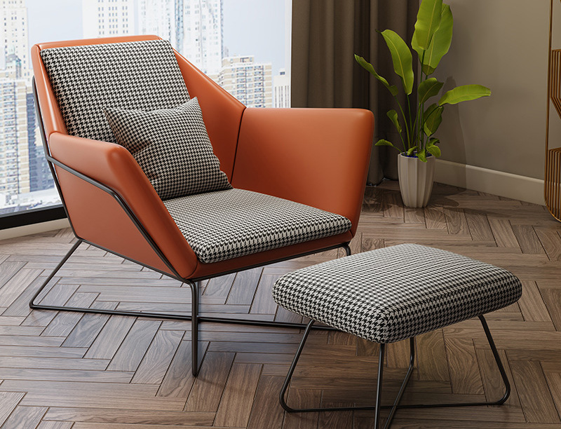 Nordic single sofa chair living room light luxury simple thousand bird lattice chair modern balcony bedroom lazy leisure chair