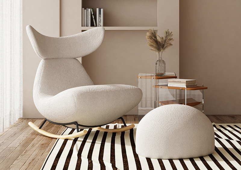 Nordic Rocking chair Recliner Lounge Lounge single sofa Casual lamb fleece lazy rocking chair