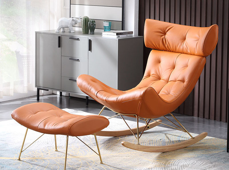 Nordic light luxury lazy sofa rocking chair single lounge chair rocking chair balcony lounge chair