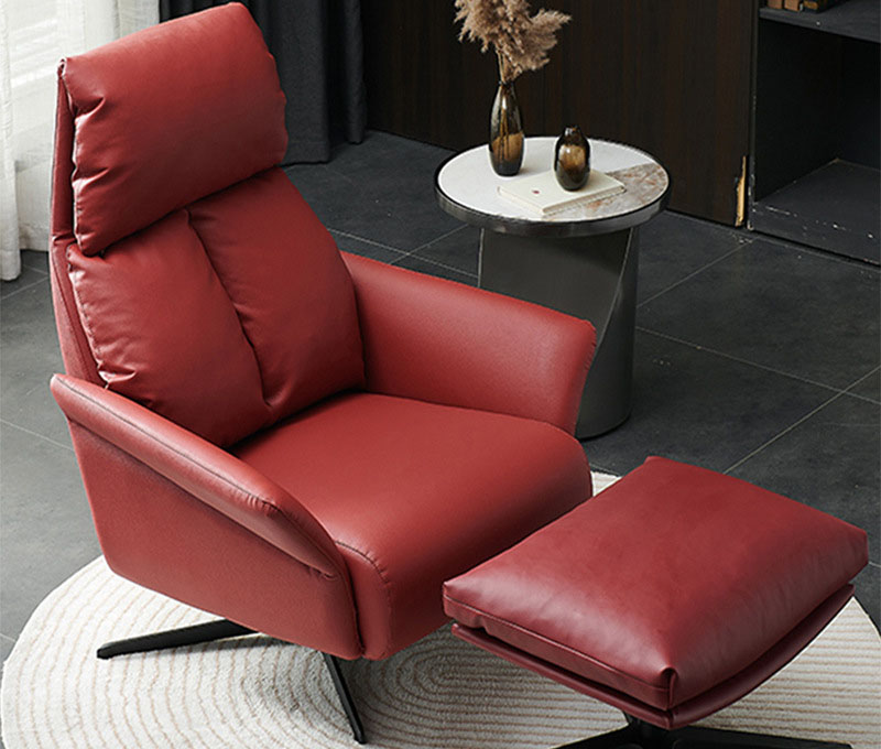 Nordic multi-functional swivel sofa chair simple back adjustment single chair long sitting comfortable down leather leisure chair