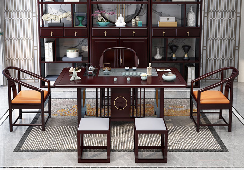 New Chinese tea table and chair combination solid wood kung fu tea table and tea set modern simple Zen tea table and chair