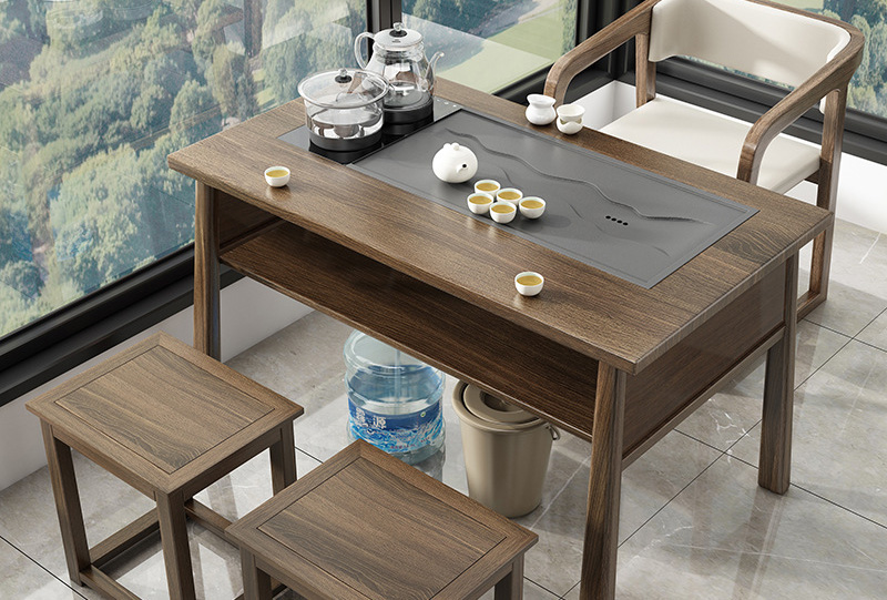 Tea table household small tea table Solid wood small apartment balcony kung fu small tea table new Chinese tea table and chair combination tea Tea table household small tea table Solid wood small apartment balcony kung fu small tea table new Chinese tea table and chair combination tea