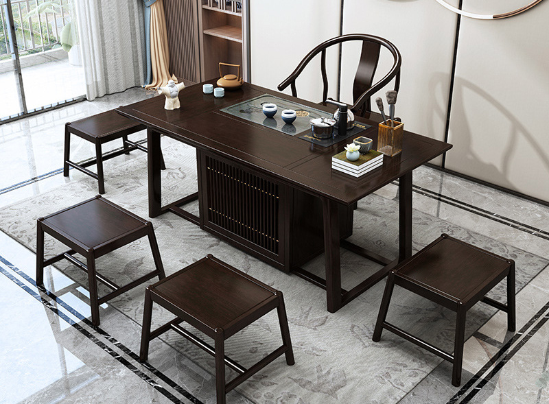 New Chinese solid wood tea table and chair combination Zen home tea room furniture tea table Chinese style tea table se New Chinese solid wood tea table and chair combination Zen home tea room furniture tea table Chinese style tea table se