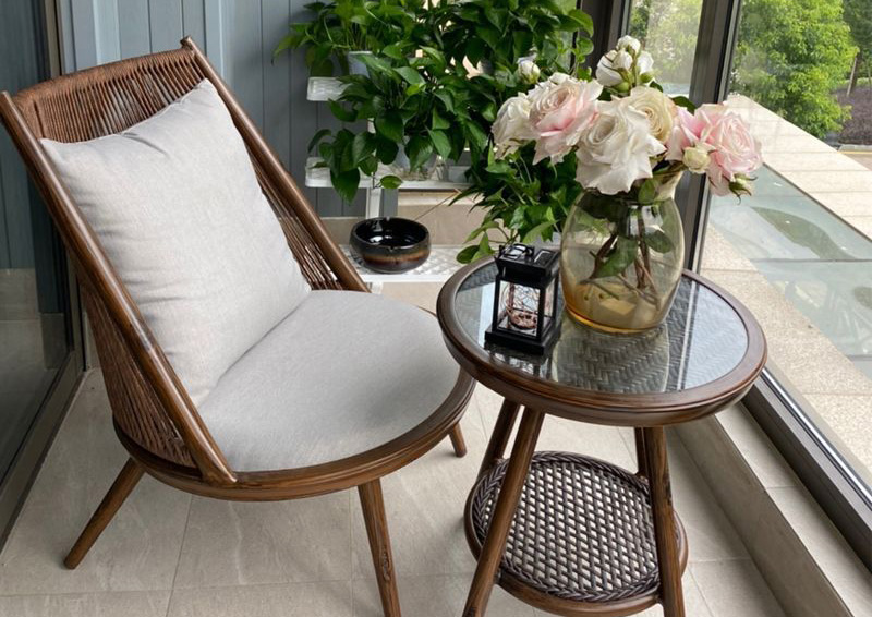 Balcony leisure table and chair rattan chair modern simple living room sofa chair single rattan woven Nordic lazy sofa chair Balcony leisure table and chair rattan chair modern simple living room sofa chair single rattan woven Nordic lazy sofa chair